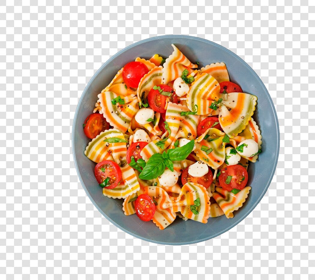 Foto Recortada Salada de Macarrão Colorido PNG Fundo Transparente