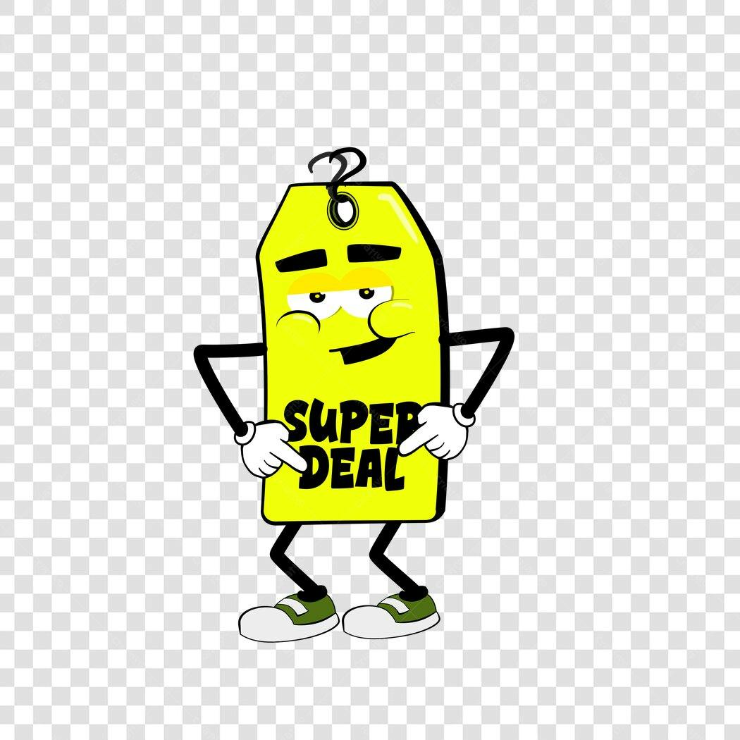 Personagem Ilustrado Etiqueta Super Oferta PNG Fundo Transparente