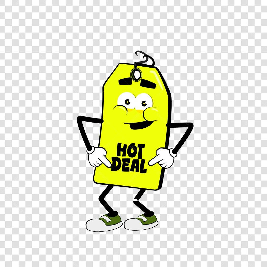 Personagem Ilustrado Etiqueta Hot Deal Amarelo PNG Fundo Transparente