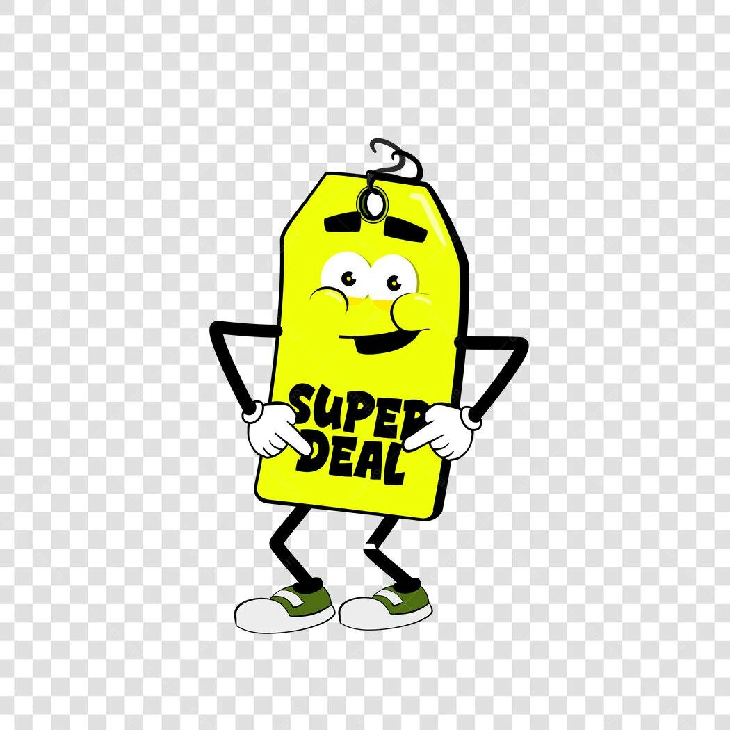 Personagem Ilustrado Etiqueta Super Deal PNG Fundo Transparente