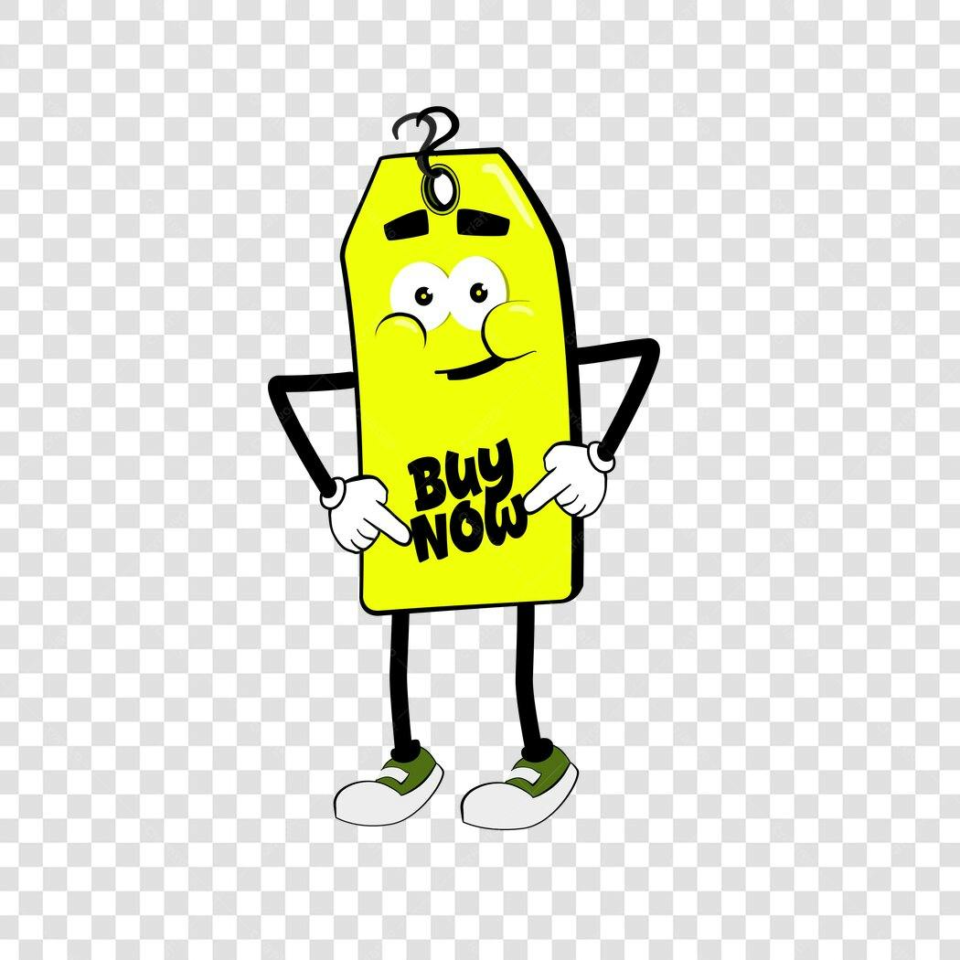 Personagem Ilustrado Etiqueta Preço Buy Now PNG Fundo Transparente