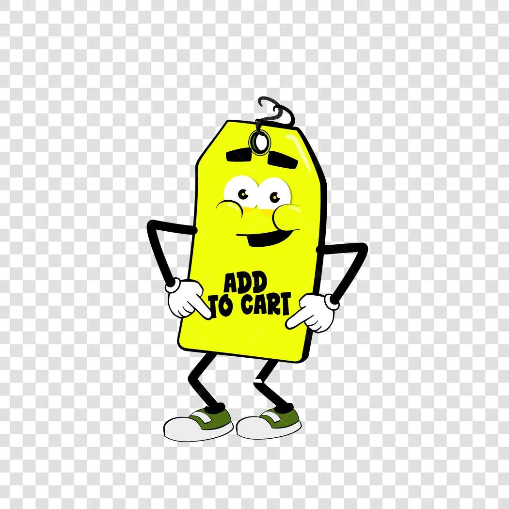 Personagem Ilustrado Etiqueta Preço Add to Cart PNG Fundo Transparente