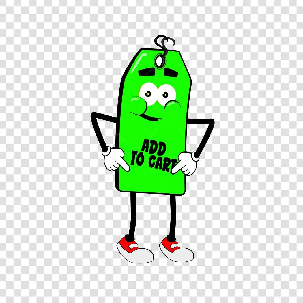 Personagem Ilustrado Tag Preço Add To Cart PNG Fundo Transparente