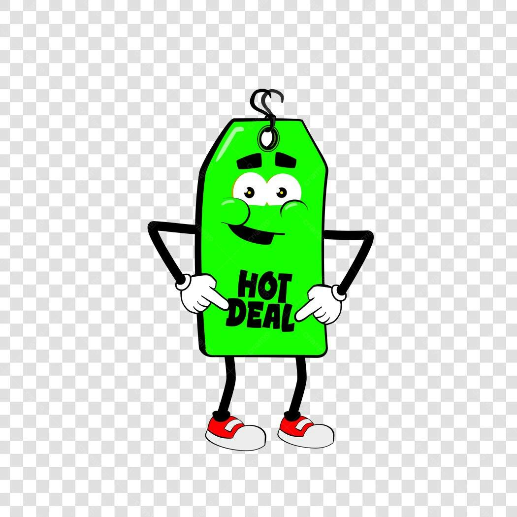 Personagem Ilustrado Tag Preço Hot Deal PNG Fundo Transparente