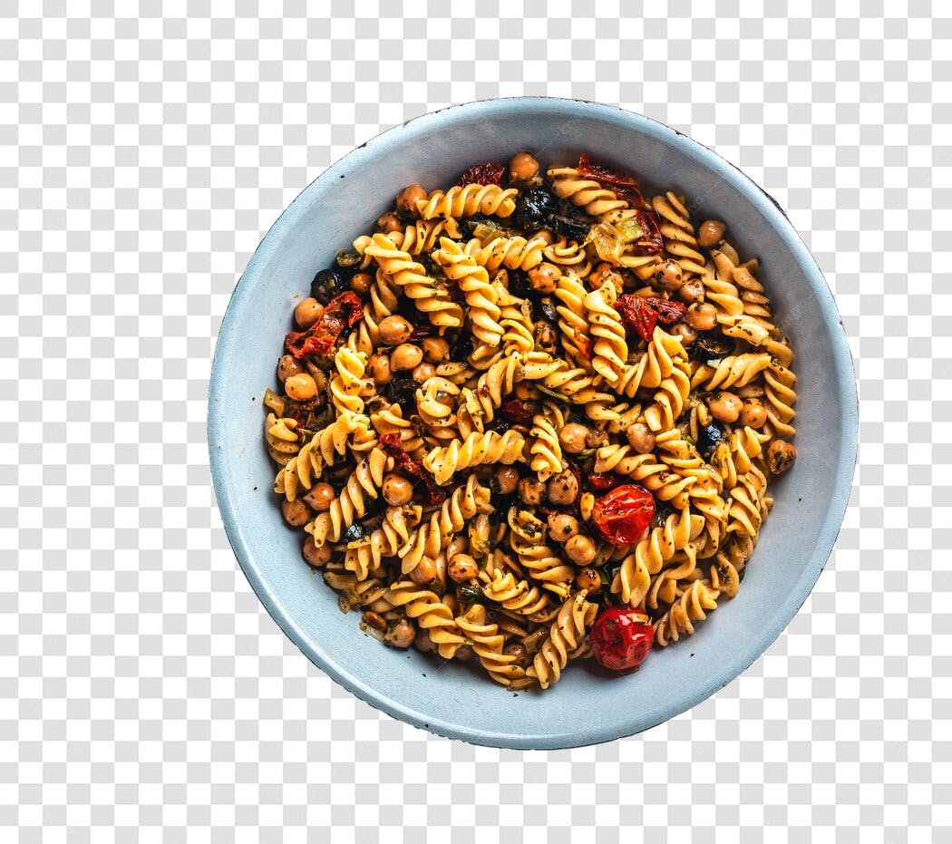 Foto Recortada Salada de Macarrão Grão de Bico PNG Fundo Transparente