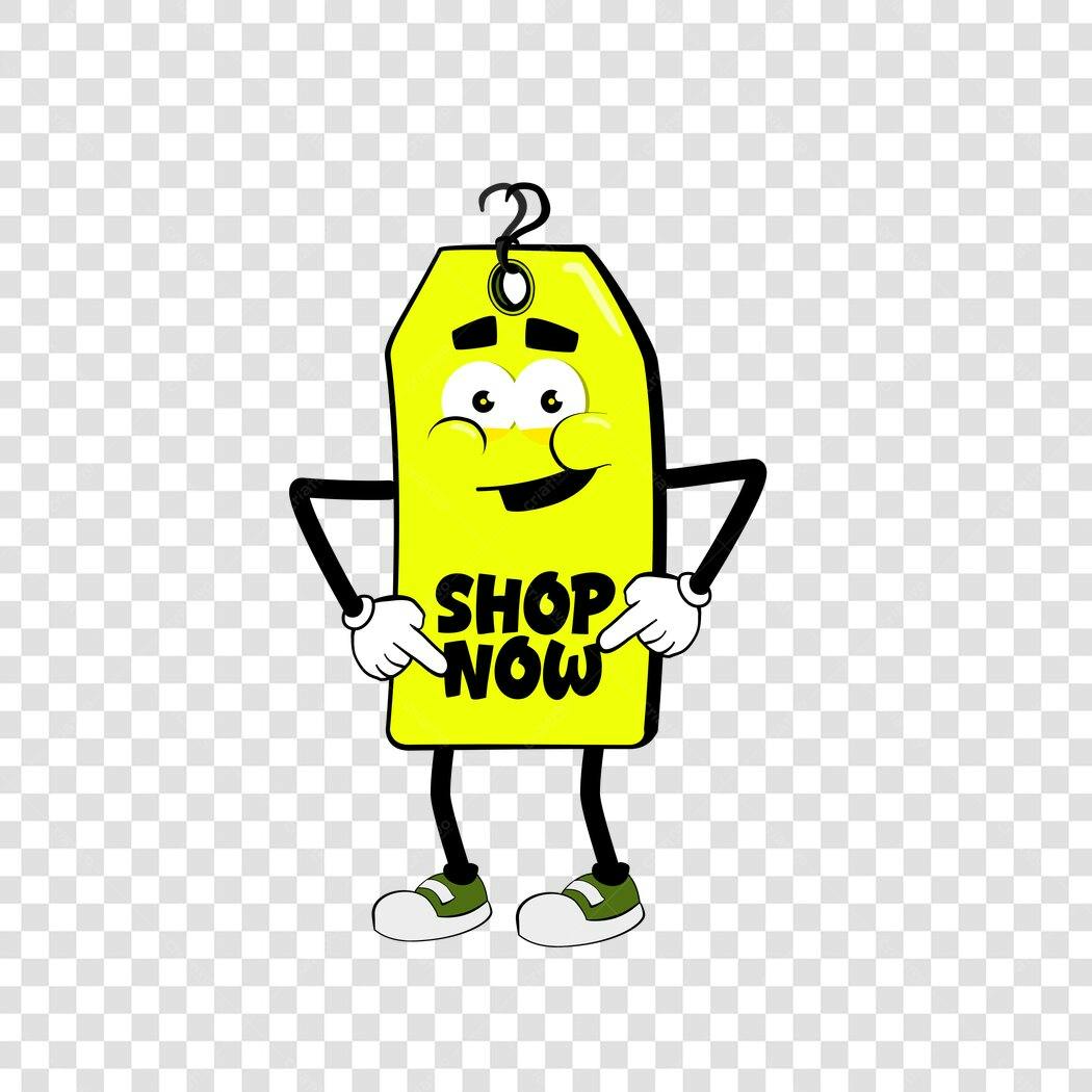 Personagem Ilustrado Etiqueta Preço Shop Now PNG Fundo Transparente