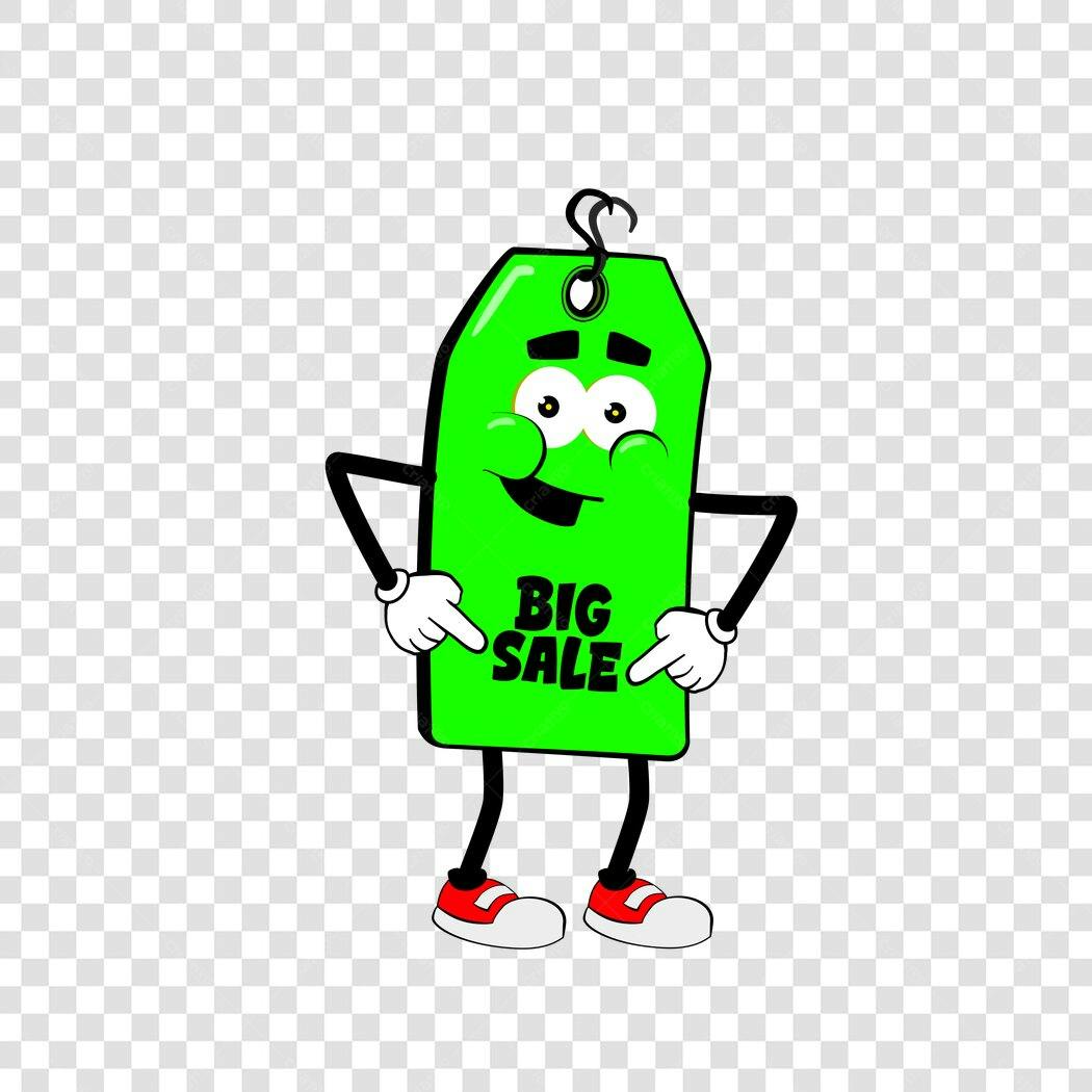 Personagem Ilustrado Etiqueta Preço Big Sale PNG Fundo Transparente