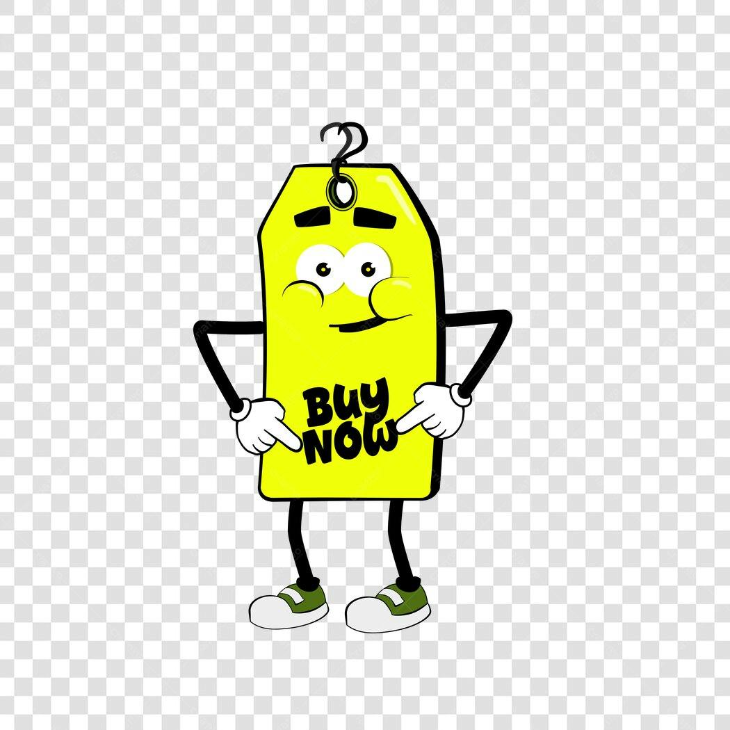 Personagem Ilustrado Etiqueta Preço Buy Now PNG Fundo Transparente