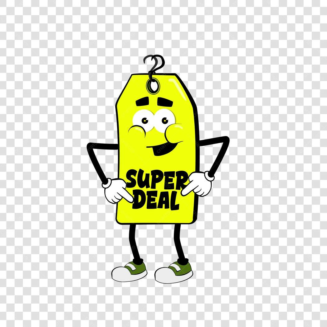 Personagem Ilustrado Etiqueta Preço Super Deal PNG Fundo Transparente