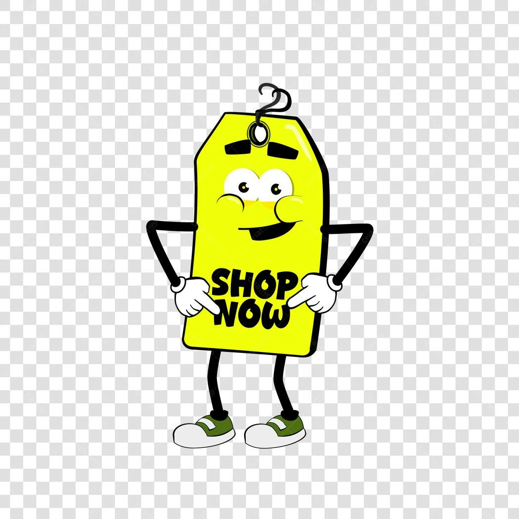 Personagem Ilustrado Tag Preço Shop Now PNG Fundo Transparente