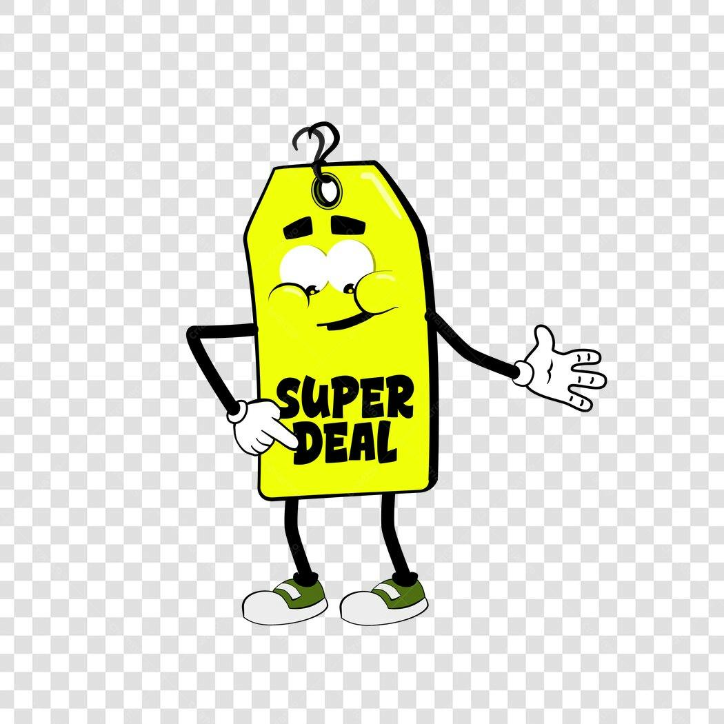 Personagem Ilustrado Etiqueta Super Deal PNG Fundo Transparente