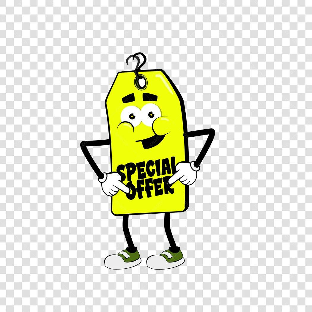 Personagem Ilustrado Etiqueta Oferta Especial PNG Fundo Transparente