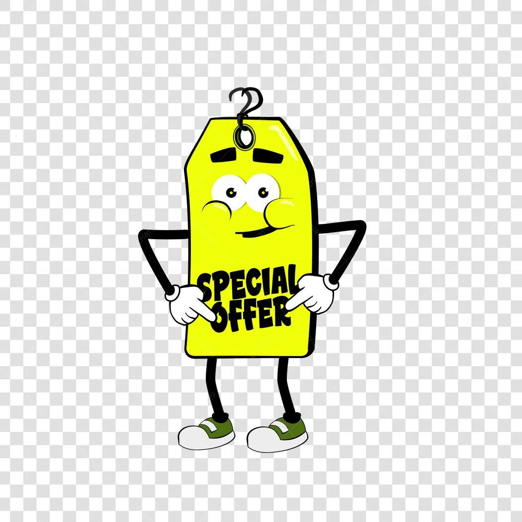 Personagem Ilustrado Etiqueta Oferta Especial PNG Fundo Transparente