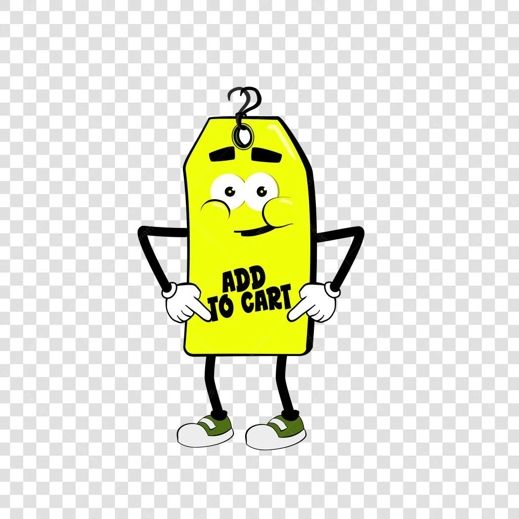 Personagem Ilustrado Etiqueta Preço Amarela PNG Fundo Transparente