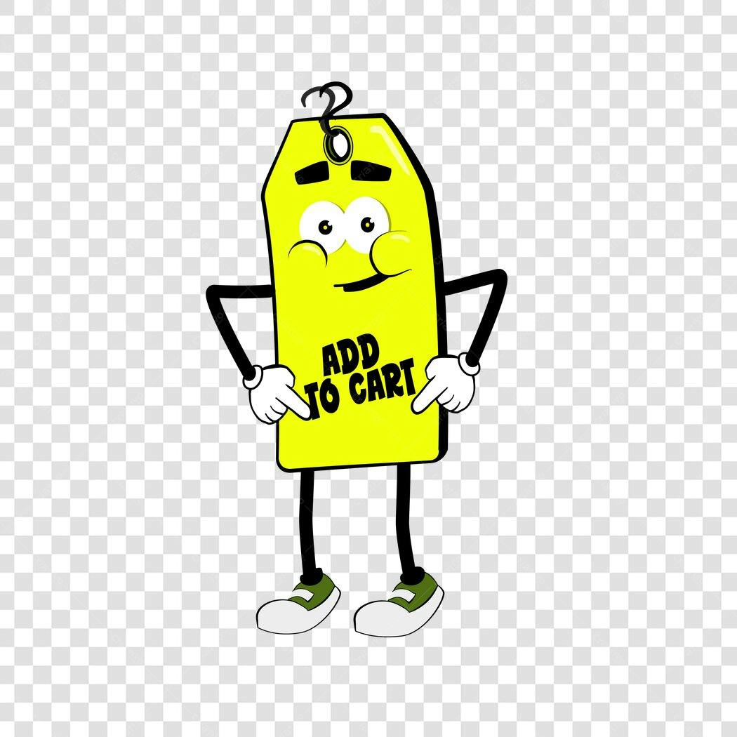 Personagem Ilustrado Etiqueta Preço Add to Cart PNG Fundo Transparente