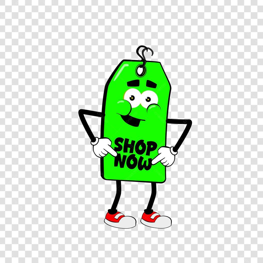 Personagem Ilustrado Etiqueta Preço Shop Now PNG Fundo Transparente