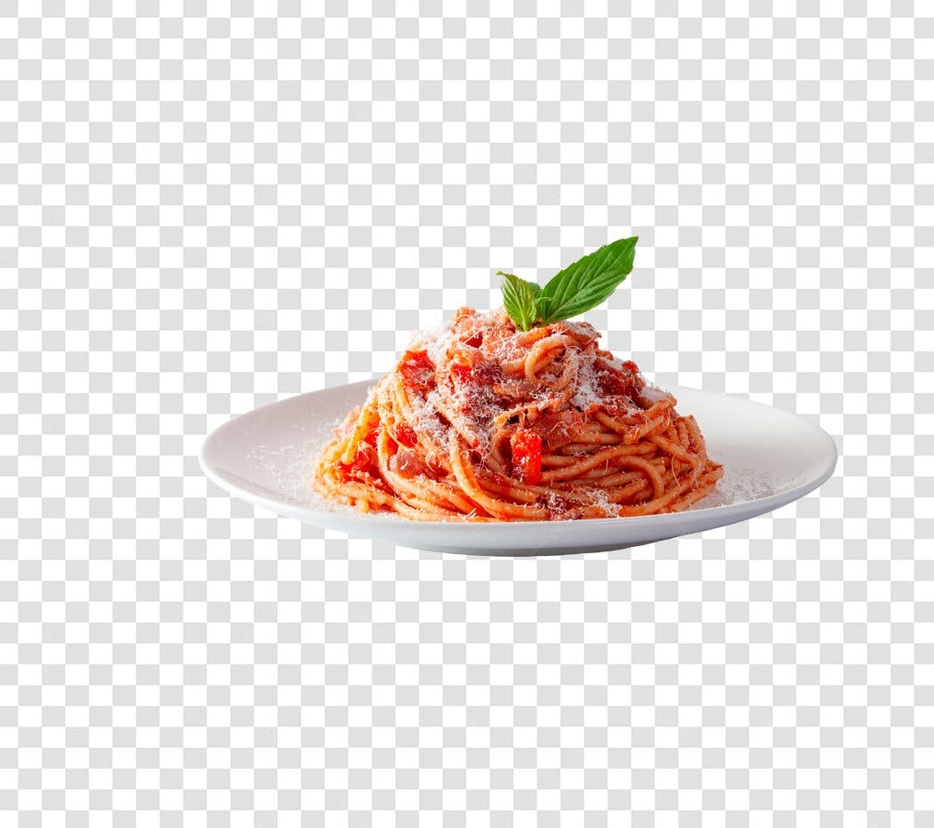 Foto Recortada Prato Macarrão Molho Tomate PNG Fundo Transparente