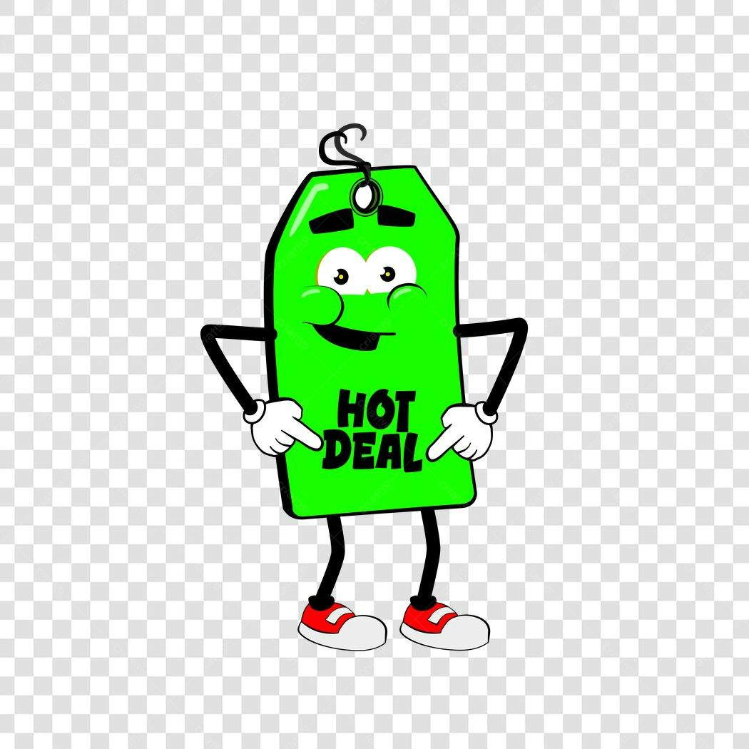 Personagem Ilustrado Etiqueta Hot Deal Verde PNG Fundo Transparente