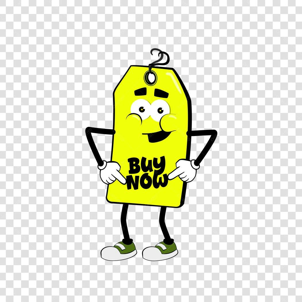 Personagem Ilustrado Etiqueta Preço Buy Now PNG Fundo Transparente