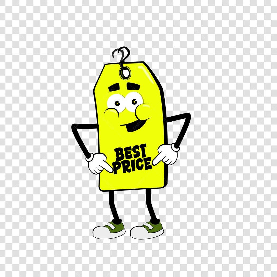 Personagem Ilustrado Etiqueta Preço Amarelo PNG Fundo Transparente
