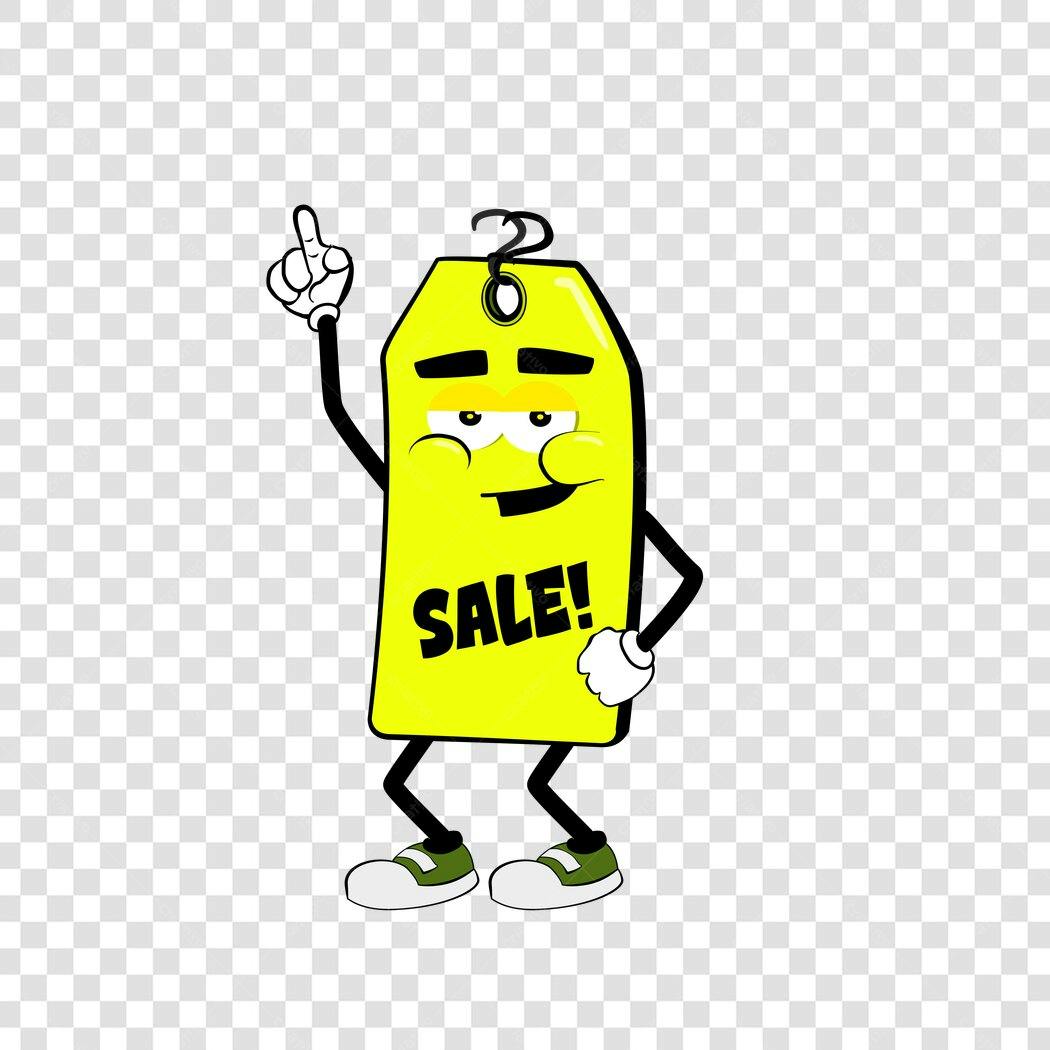 Personagem Ilustrado Etiqueta Sale Amarela PNG Fundo Transparente