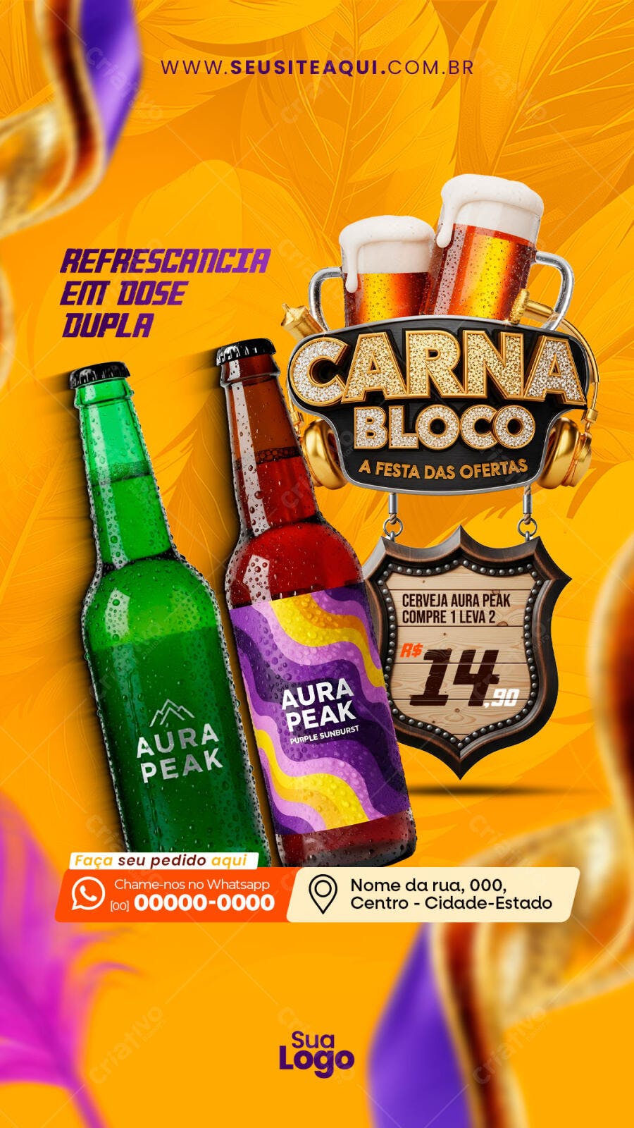 Post Instagram Carnaval Cervejaria Ofertas PSD Editável