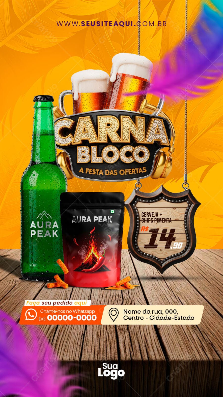 Story Instagram Carnabloco Cervejaria Bar PSD Editável