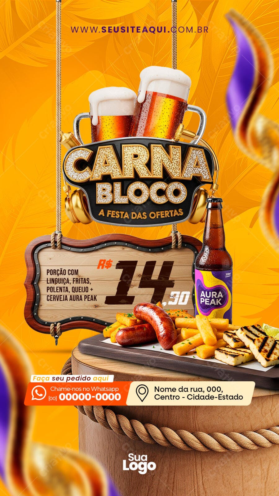 Story Carnaval Carnabloco Ofertas Bar PSD Editável