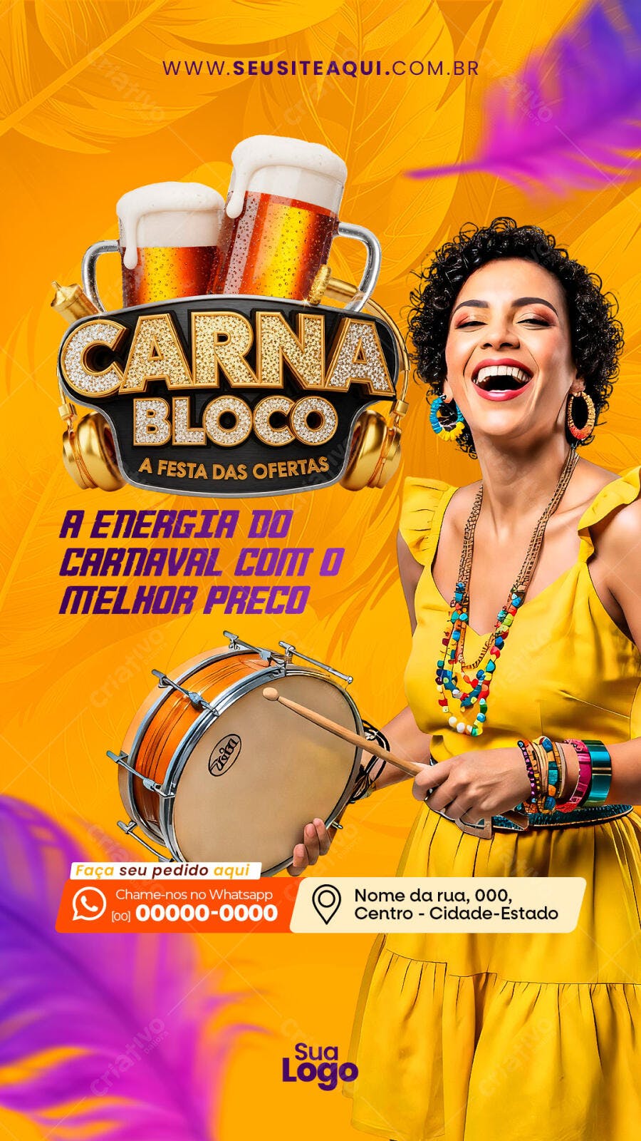 Story Instagram Carnaval Bloco Ofertas PSD Editável