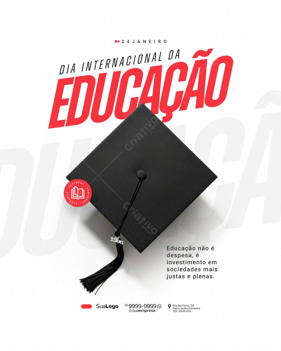 Post Dia Internacional da Educação 24 de Janeiro PSD Editável