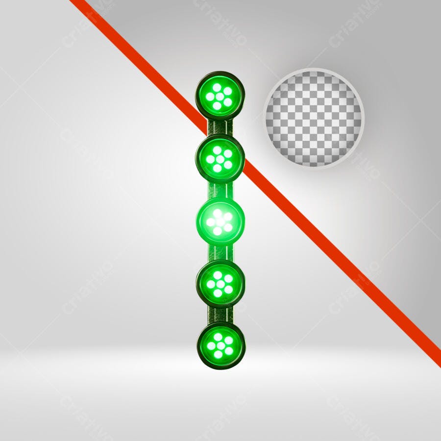 Elemento 3D Semáforo Verde Vertical PNG Fundo Transparente