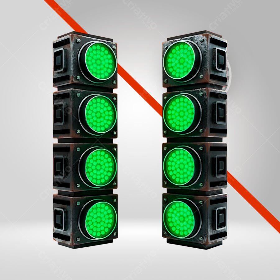 Elemento 3D Semáforo Verde Futurista PNG Fundo Transparente