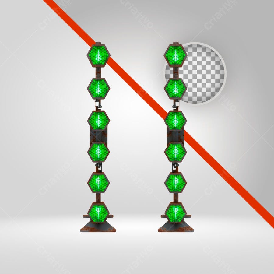 Elemento 3D Semáforo Verde Vertical PNG Fundo Transparente