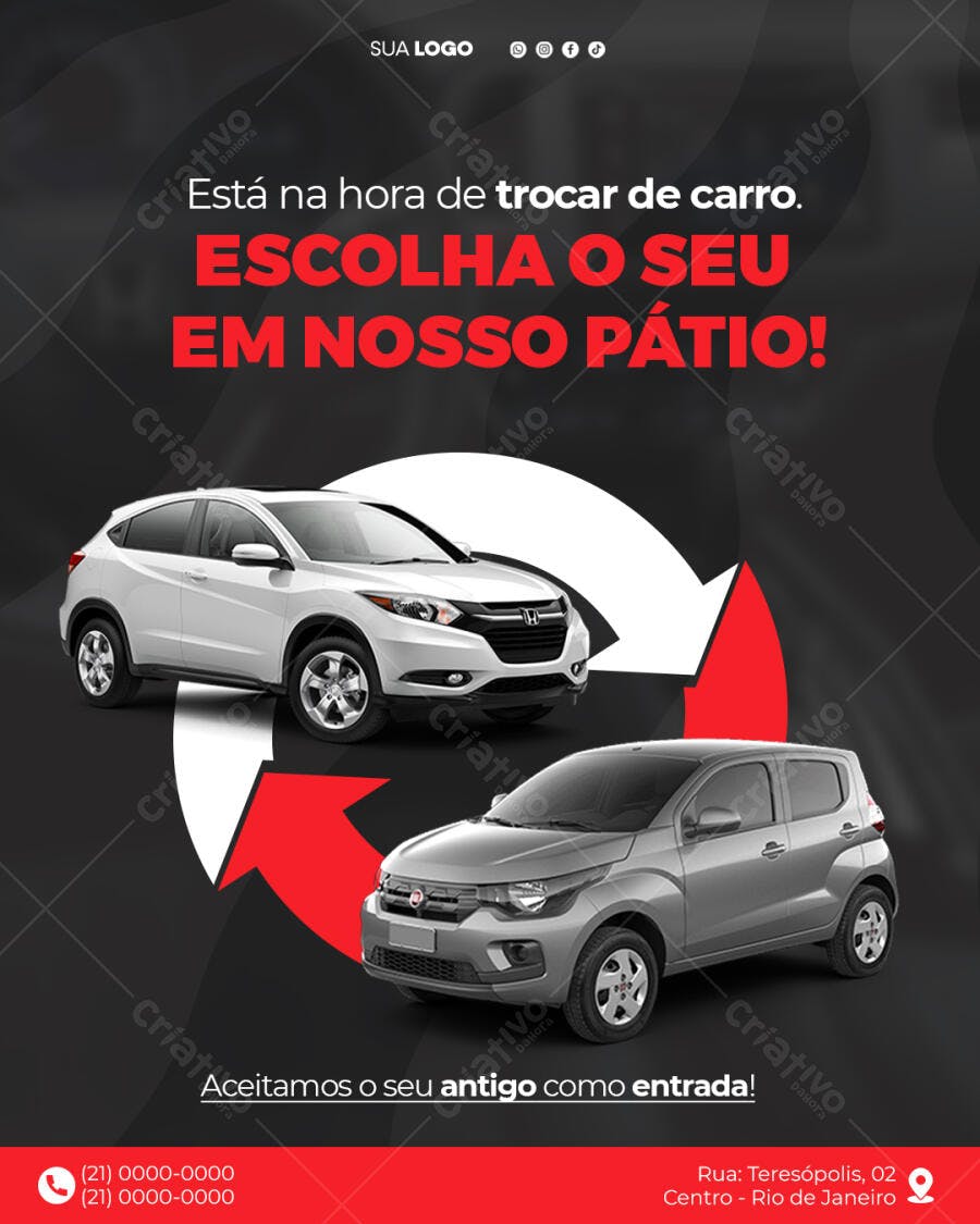 Post Instagram Troca de Carro Concessionária PSD Editável