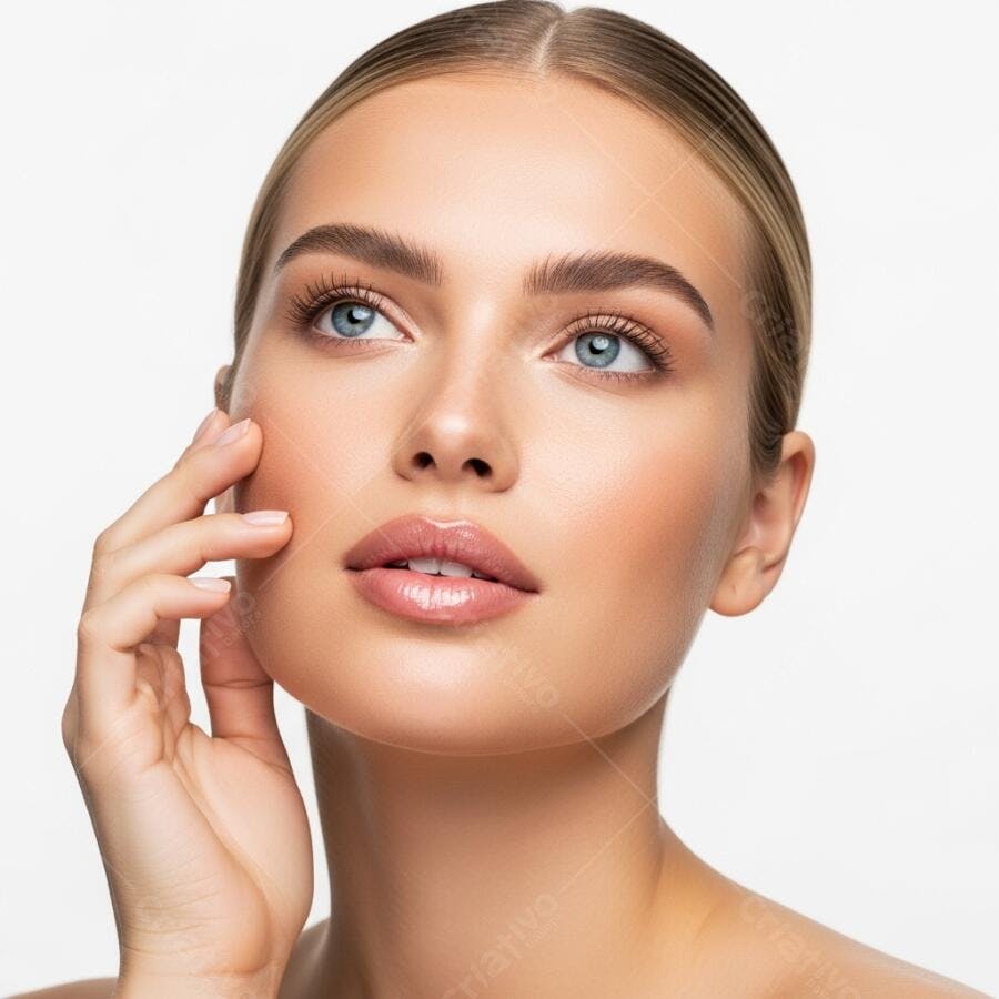 Foto Retrato Mulher Jovem Pele Saudável Cuidado Estética