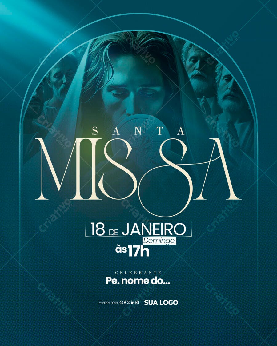 Post Santa Missa Igreja Católica PSD Editável