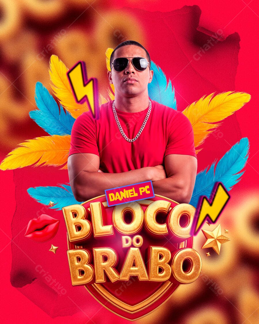 Flyer Bloco do Brabo Carnaval Festa PSD Editável
