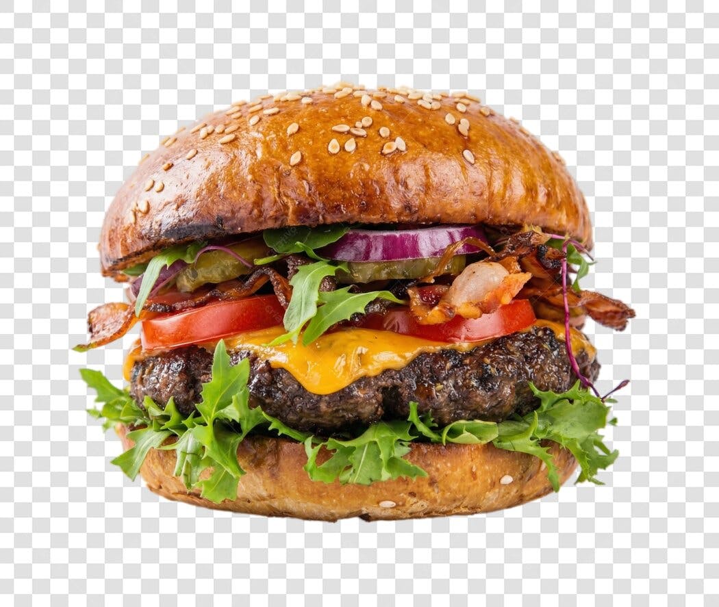 Foto Recortada Hambúrguer Artesanal Queijo Bacon PNG Fundo Transparente