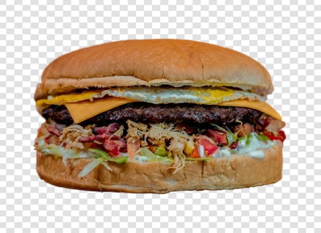 Foto Recortada Hambúrguer Completo Lanchonete PNG Fundo Transparente
