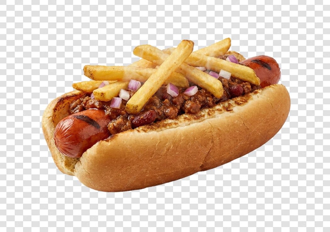 Foto Recortada Cachorro Quente Batata Frita PNG Fundo Transparente