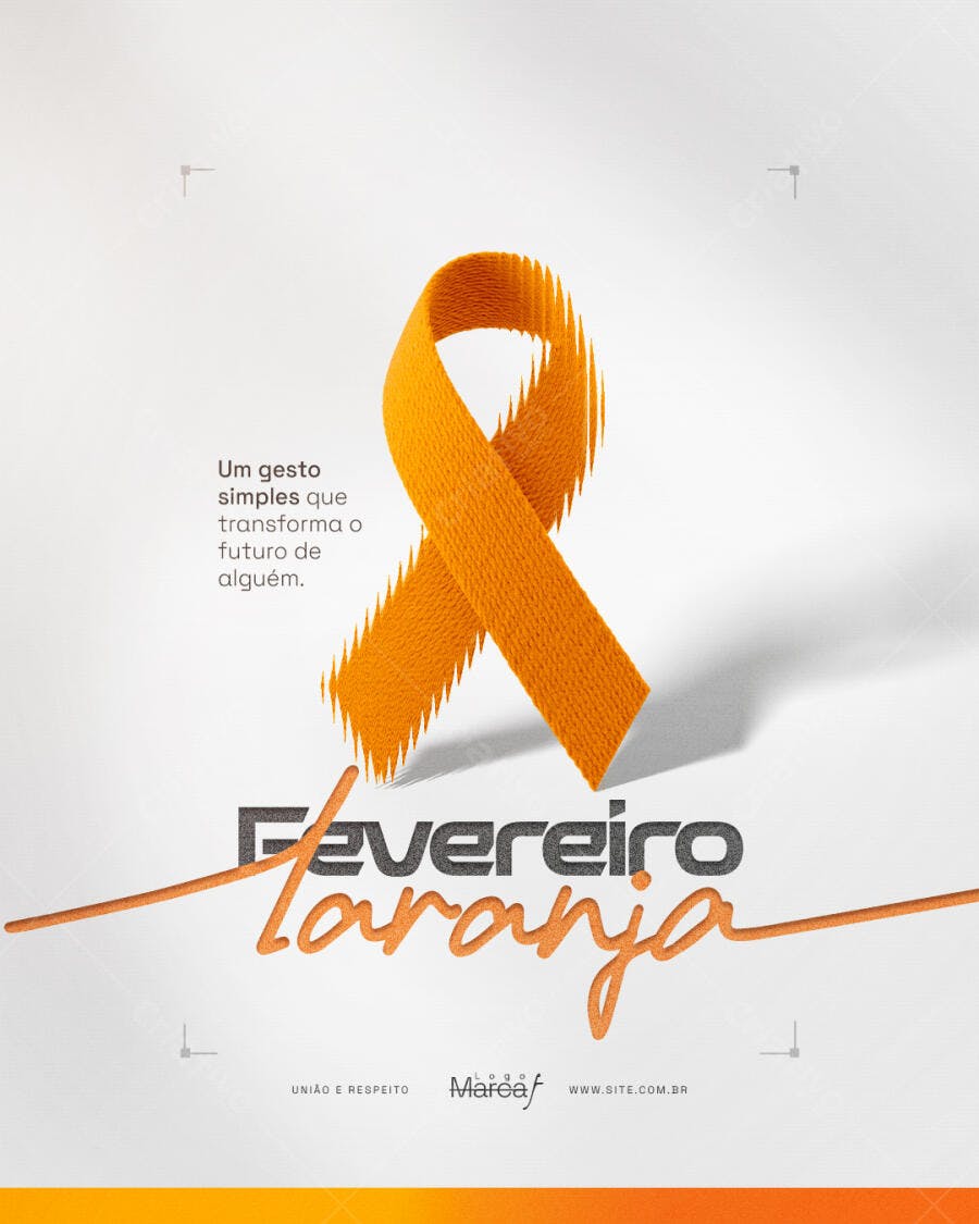 Post Fevereiro Laranja Conscientização PSD Editável