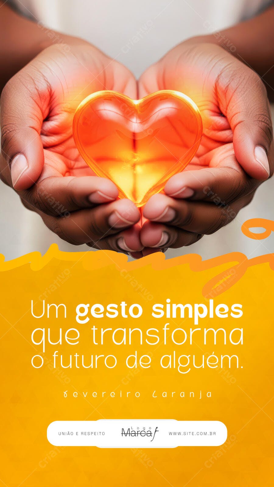 Story Instagram Fevereiro Laranja Conscientização PSD Editável
