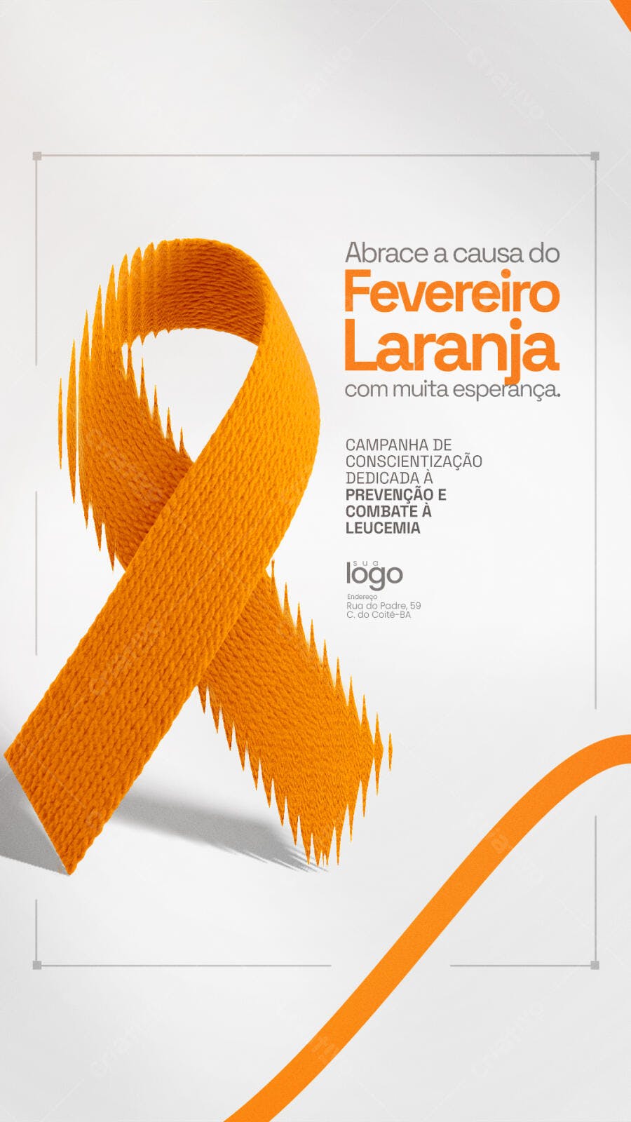 Story Fevereiro Laranja Conscientização Leucemia PSD Editável