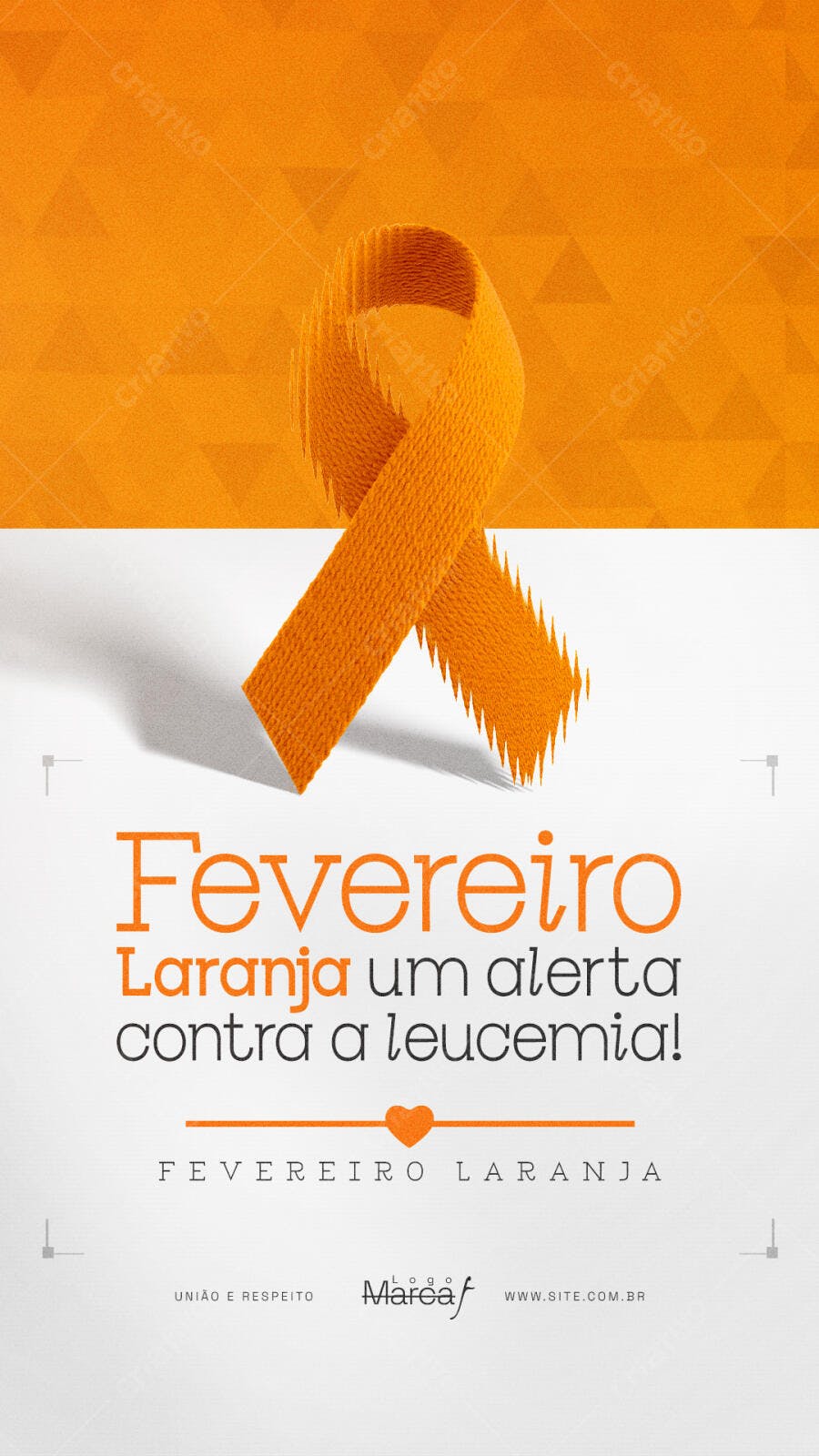 Story Fevereiro Laranja Conscientização Leucemia PSD Editável