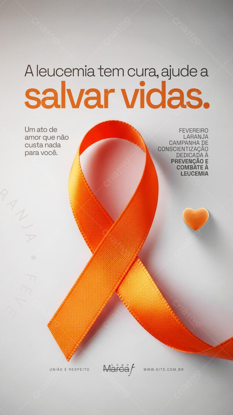 Post Instagram Fevereiro Laranja Leucemia PSD Editável