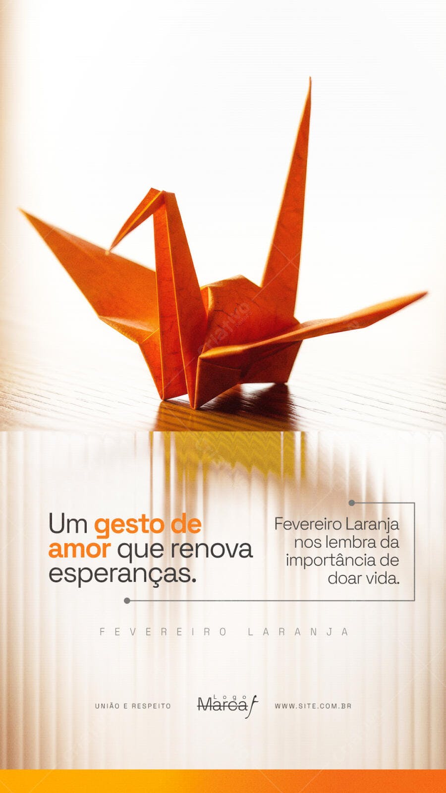 Post Fevereiro Laranja Conscientização Doação PSD Editável