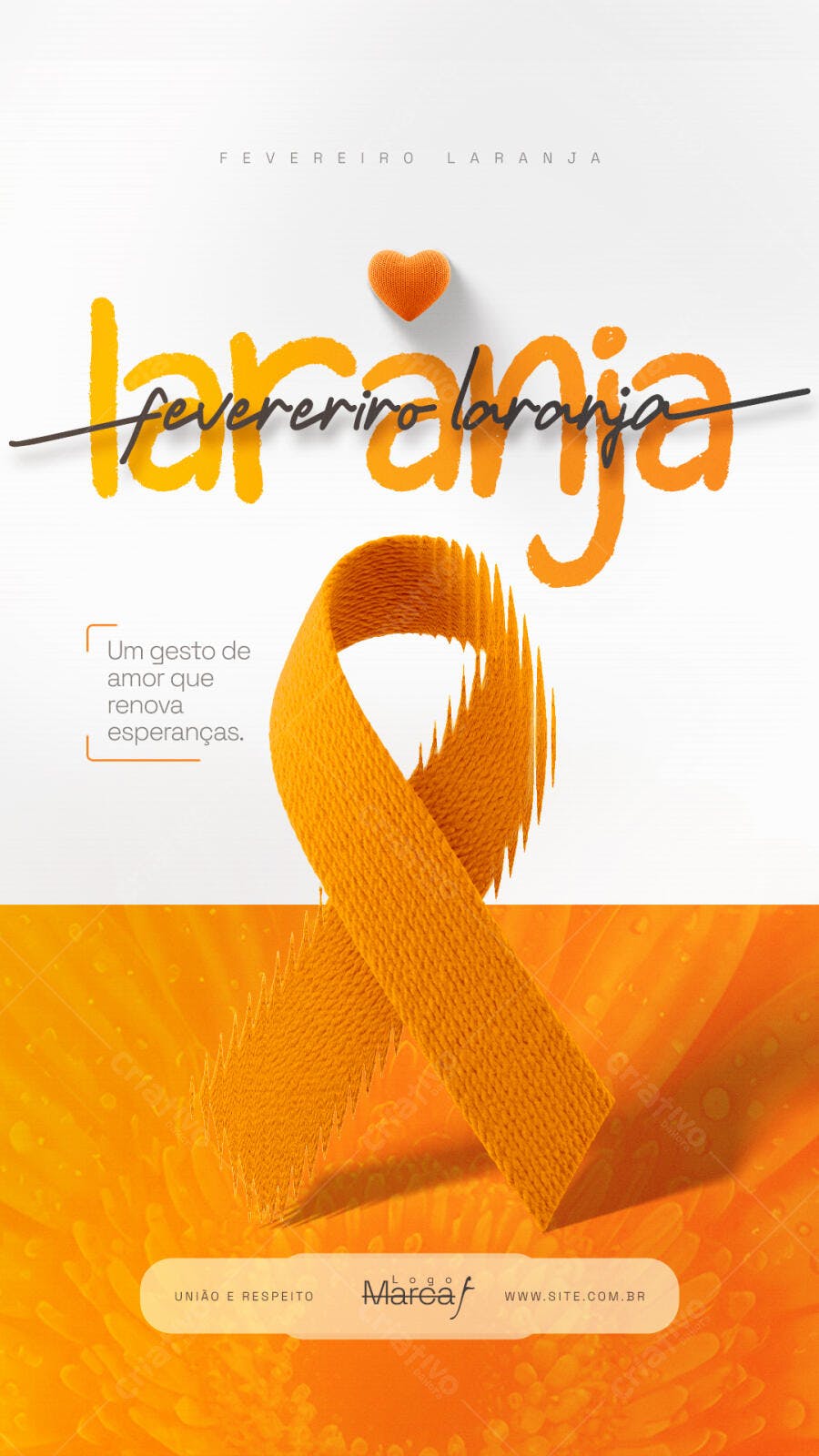 Story Fevereiro Laranja Conscientização Saúde PSD Editável