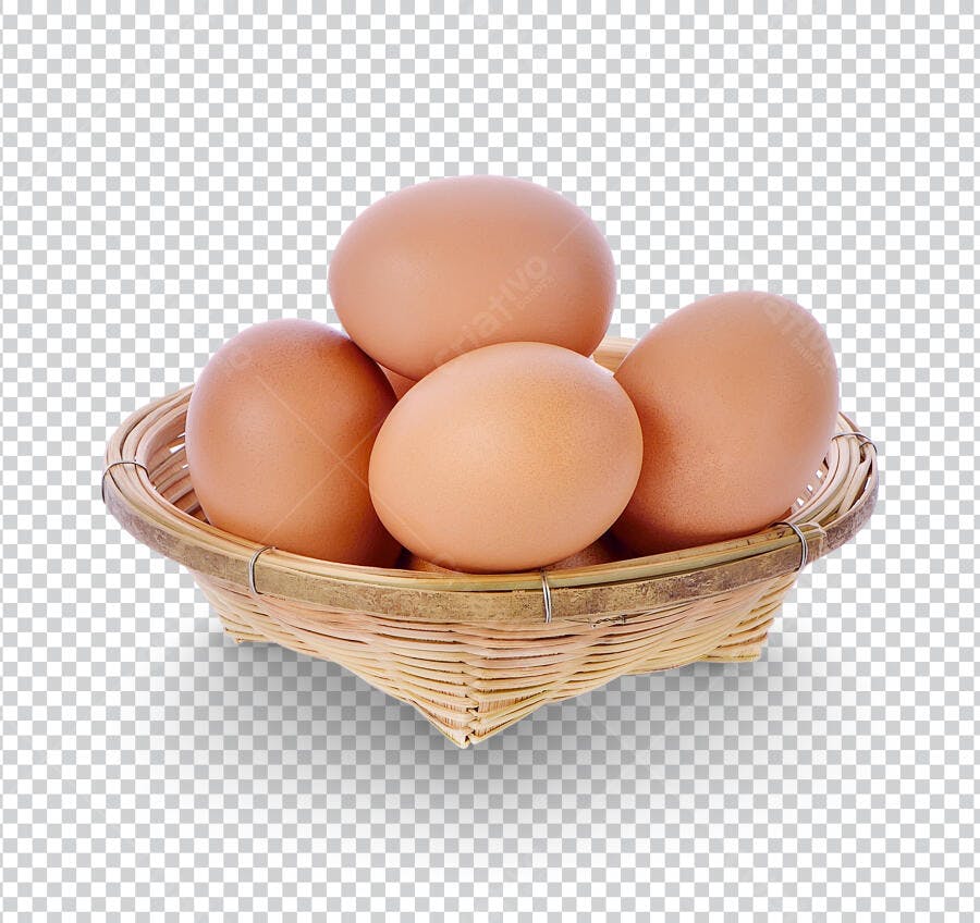 Foto Recortada Ovos Marrons Cesta Palha PNG Fundo Transparente