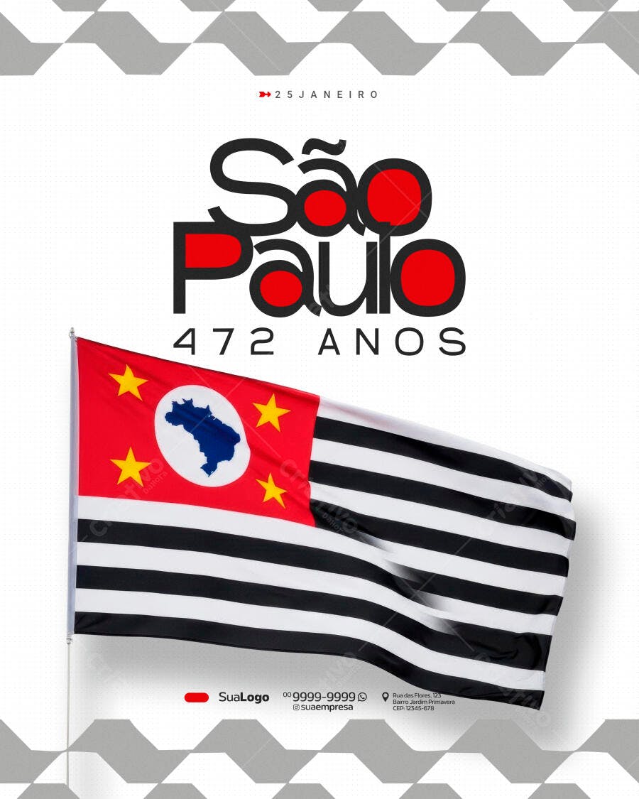 Post Instagram Aniversário São Paulo 25 de Janeiro PSD Editável