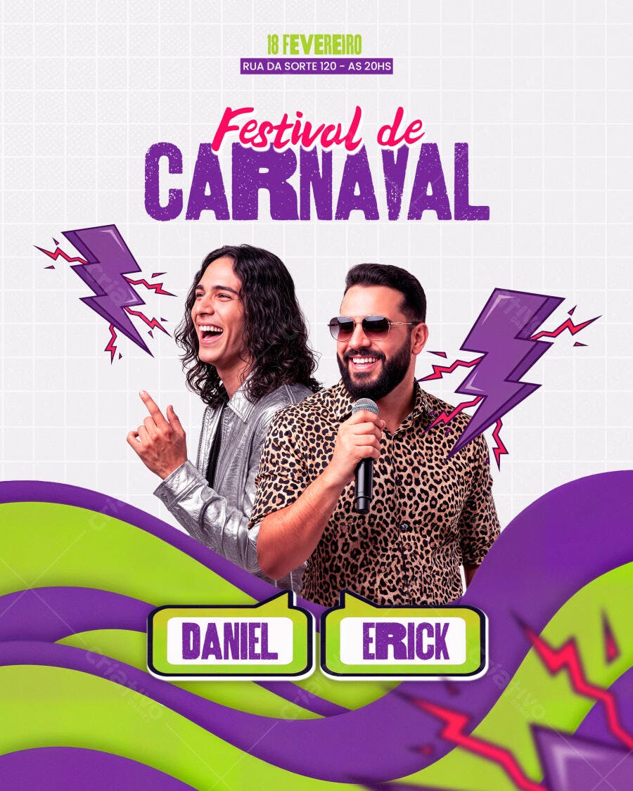 Flyer Festival de Carnaval Fevereiro PSD Editável